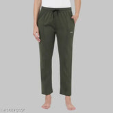 Cotton blend calf-length pyjama for women, trendy solid design with vibrant print, excellent stitching